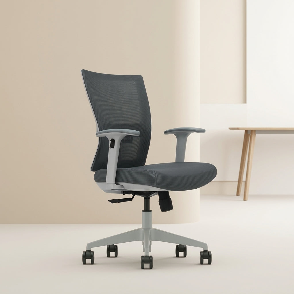 Medium Back Grey Mesh Office Chair ZS-GM-MG – Adjustable Lumbar Support