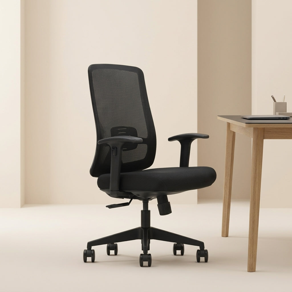 Medium Back Mesh Office Chair ZS-V1-M – Adjustable Headrest & Fabric Seat