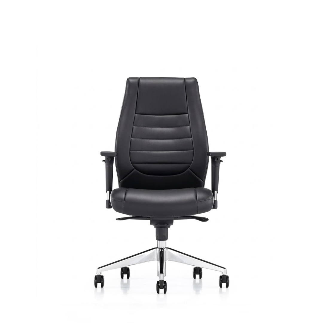 Medium Back Leather Chair ZS-1802-M – Black PU Office Chair with Chrome Frame