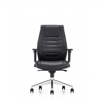 Medium Back Leather Chair ZS-1802-M – Black PU Office Chair with Chrome Frame