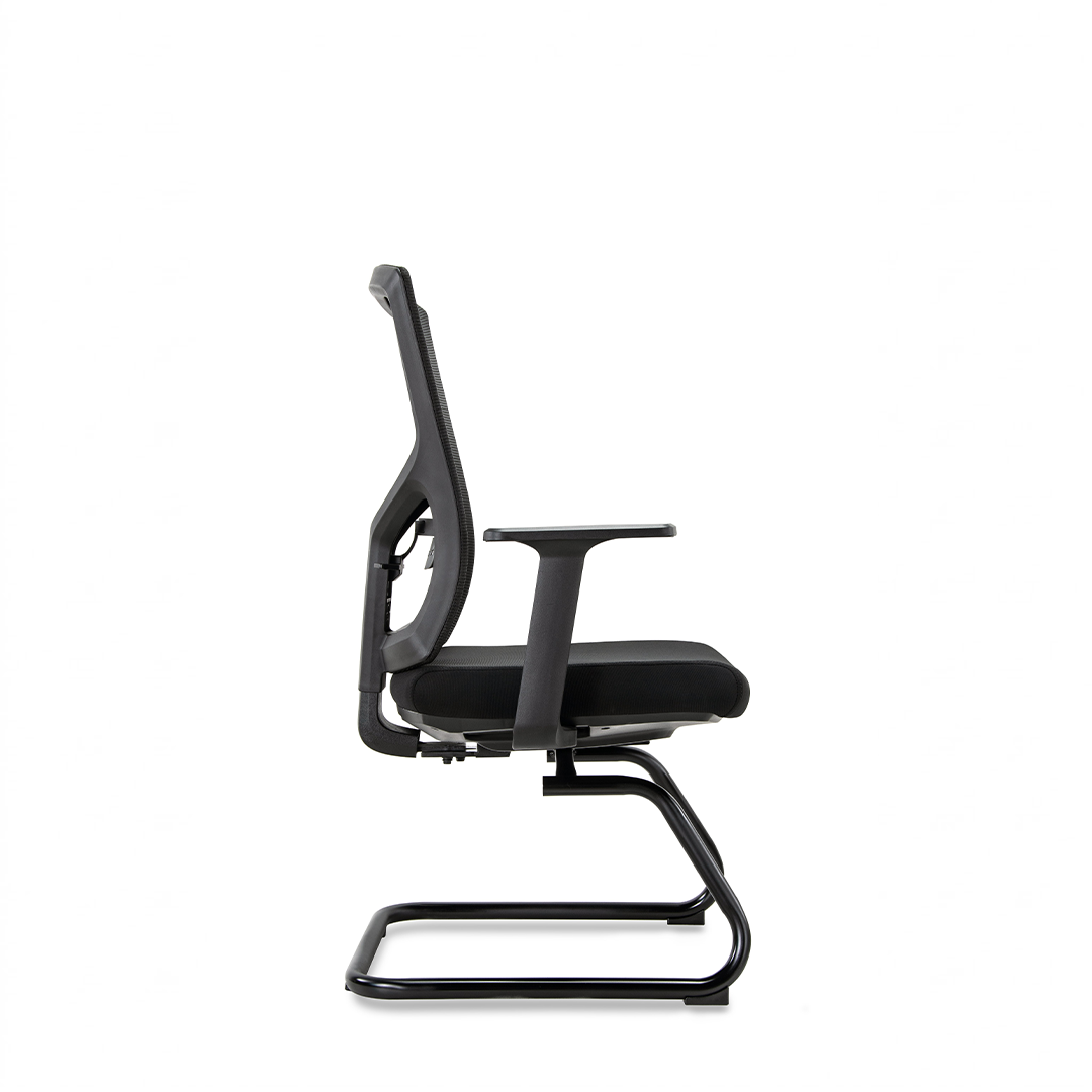 Black Mesh Visitor Chair ZS-6223-V – T-Shaped Armrests & Black Legs