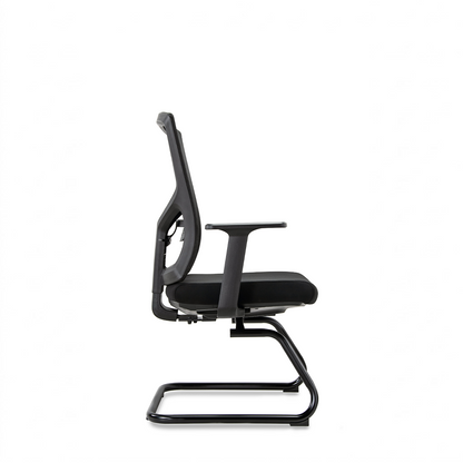 Black Mesh Visitor Chair ZS-6223-V – T-Shaped Armrests & Black Legs