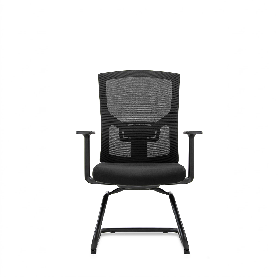 Black Mesh Visitor Chair ZS-6223-V – T-Shaped Armrests & Black Legs