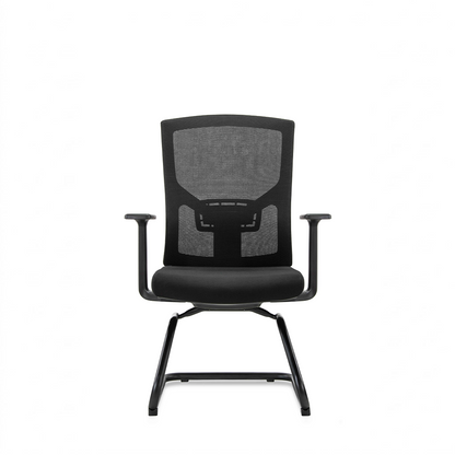 Black Mesh Visitor Chair ZS-6223-V – T-Shaped Armrests & Black Legs