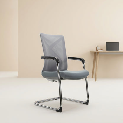 Grey Mesh Visitor Chair ZS-6238-VG – PU Armrests & Chrome Base