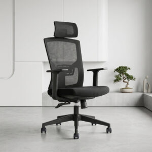 ZS-6223A high back mesh office chair with adjustable headrest and lumbar support in Duba