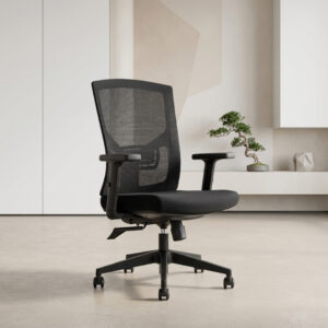 Medium back mesh office chair in Dubai with lumbar support and ergonomic design